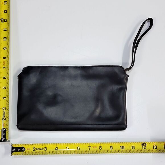 VTG Leather Black Clutch Purse Bag Wallet LaRue Sassy Wrist Strap Mirror Y2K 90s - Picture 5 of 15